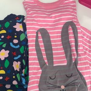 Hanna Andersson Pink Striped Bunny Pajama Set size 120 6-7 girls bundle Easter